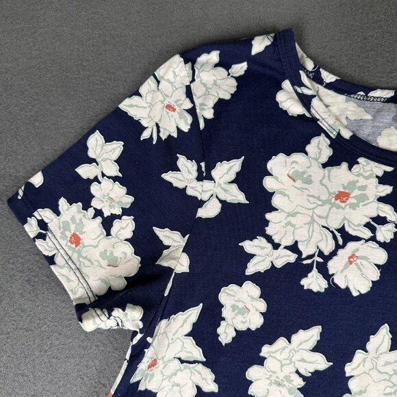 LuLaRoe Dress Womens Medium Navy Blue Floral A-Line Stretch Short Sleeve Pockets - Picture 6 of 9
